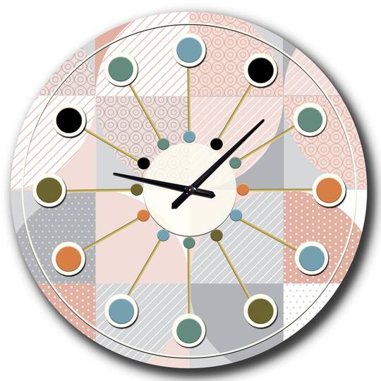 Designart 'Round Geometric Textured Pattern Mid-Century Modern Wall Clock